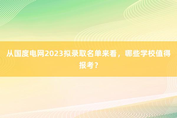 从国度电网2023拟录取名单来看，哪些学校值得报考？